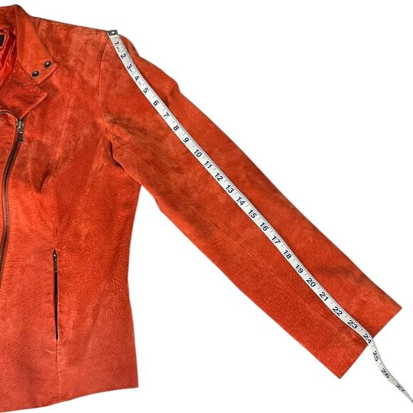 Motto Chic Leather Biker Jacket Alfani Burnt Orange Women’s Large Zip Pockets - Picture 10 of 10